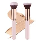 Fancylovesotio 2 Pieces Kabuki Foundation Brush Flat Top Professional Face & Body Makeup Brush For Liquid, Cream, Powder, Blending, Buffing