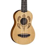 Luna Honu Turtle Spruce Soprano Ukulele with Gig Bag, Satin Natural