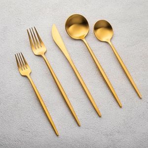 Vikko Decor Gold Silverware, Modern Silverware Set, Brushed Gold Flatware Set, Extra Strength 18/10 Stainless Steel, Elegant Long Handled Cutlery for Upscale Dining, 20 Pc Set, Service for Four(4)