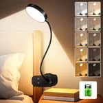 One Fire Desk Lamp, 1800mAh Wireless Lamp 60h of Use, 5 Brightness/5 Colors/Memory Desk Light USB Lamp,Flexible Table Lamp, 400LM+36 LED Clear&Bright for Reading,Office,Study,Craft,Makeup (Black)