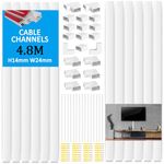 Flow fire White Cable Trunking Wire Cover for Wall, 4.8 Meter Self-Adhesive Cable Conduit Management Trunking, for Wall-Mounted Tv Cable Tidy (12X L400mm, W24mm H14mm)