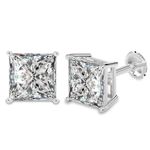 LeCalla 925 Sterling Silver BIS Hallmarked Square 8MM Cubic Zirconia Small Stud Earrings for Women and Girls