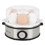 Amazon Basics Stainless Steel Egg Boiler | Measuring Cup | Compact | Dishwasher Safe (Round)