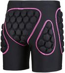 OHMOTOR 3D Padded Protective Shorts Hip Butt EVA Pad Short Pants Heavy Duty Protective Gear Guard Drop Resistance for Ski Skiing Skating Snowboard Cycling (Pink - for Women, S)