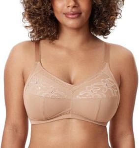 DELIMIRA Women's Embroidered Full Coverage Support Wirefree Mastectomy Pocket Bra Natural 36D