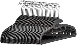 Amazon Basics Non-Slip Heavy Duty Plastic Hanger with Rubber and Horizontal Bar, Grey (30-Pack)