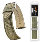 Alpine Cordura Fabric 20mm Watch Band - Quick Release Replacement Straps - Water Resistant Back Lining Leather Straps- Watch Bands for Women & Men - Compatible with Regular & Smart Watch Bands(Olive)