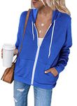 Jhsnjnr Women Casual Long Sleeve Zip Up Hooded Sweatshirt Hoodies with Pockets Blue