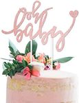 Pink/Rose Gold Oh Baby Cake Topper for Baby Shower, Girl Baby Gender Reveal Cake Topper by Merry Expressions