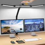 ShineTech Led Desk Lamp with Gesture Sensor, Clamp Led Desk Light, 24W Bright Lamp with USB+ Type C Ports Rotatable Swing Arm for Workbench Computer