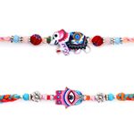 SWACRAFT Premium Set of 2 Rakhi for Brother | Elephant Rakhi for Brother Sister| Evil Eye Hamsa Rakhi for Small Brother Bhaiya Bhabhi | Designer Evil Eye Rakhi for Brother | VRDUK014