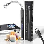 Electric Rechargeable Plasma Gas Lighter for Kitchen, Lighter for Gas Stove, Candles, Pooja, 1 Year Warranty, C-Type USB, Kitchen Tools, Multi Purpose - 360° Flexible & Windproof, Black