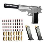 Toy gun with soft bullets, toy gun with ejectable magazine and bullets - 1:1 size toy gun with magazine for safety training or play - unique gift