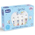 Chicco Baby Moments Baby Caring Gift Pack (Blue) with 7 Baby Skincare & Haircare Products | Baby Care Gift Set for Newborn Baby Shower, New Parents, and Birthdays | Phenoxyethanol Free