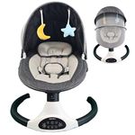 P@B PBell Baby Swing for Infants, Bluetooth Music Speaker 5 Speeds and Remote Control The Five-Point Seat Belt Baby Swings Chair with 2 Toys (Black)