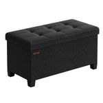 SONGMICS Storage Ottoman, Bedroom Bench with Storage, Foot Stool, 15 x 30 x 15.7 Inches, Ink Black ULSF016B01