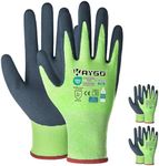 KAYGO Work Gloves for Women, Eco Friendly Safety Work Gloves with Breathable Rubber Coated, KGE19L,3 Pairs.Green,S