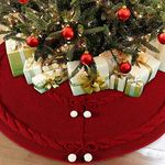 OurWarm Knitted Christmas Tree Skirt, 48 Inch Large Red Tree Skirt for Christmas Decorations Holiday Luxury Thick Tree Xmas Ornaments