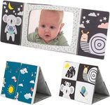 Taf Toys Tummy Time Floor Mirror Book Toys for Babies High Contrast Activity Montessori Newborn Toys, Black and White Baby Toys 0 3 6 12 Sensory Infant Toys 0-3 Months Newborn Essential for Tummy Time