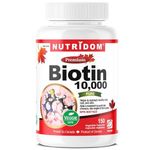 Nutridom Biotin 10,000 mcg, Supports Hair, Skin, and Nails, Vegan Vitamin B7 Supplement, Extra Strength, Non-GMO, Gluten free, Soy fee, and Dairy free (150 Veggie Capsules)