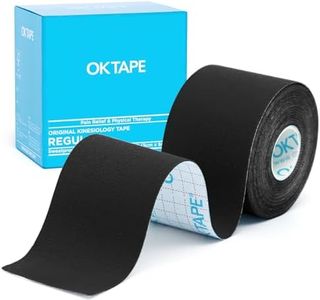 OK TAPE Kinesiology Tape, Sports Athletic Tape Therapeutic Pain Relief, Regular Original Cotton Elastic Tape for Support and Recovery, 2in×16.4ft Uncut Roll - Black