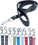Genuine Leather Black Dog Leash | 6' x 3/4" | Padded Handle | Thick, Strong & Lightweight | Solid Brass Hardware | Alpine Dog Leash by Angel Pet Supplies