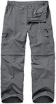 Winebox Walking Hiking Trousers Mens, Convertible Zip Off Lightweight Quick Dry Breathable Cargo Fishing Safari Camping Travel Pants(Gery-34) Grey