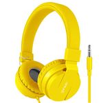 Headphones, Gorsun Stereo Foldable Headphones for Travel,Sports, Kids on Ear Bass Computer Headset Earbuds for iPhone and Android Devices (Yellow)