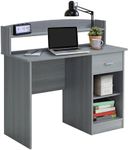 Techni Mobili Modern Office Hutch Writing Desk, Grey