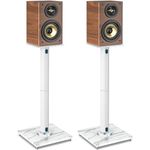 RFIVER Universal Floor Speaker Stands 28 Inch for Surround Sound - Holds Satellite & Small Bookshelf Speakers up to 10kgs - Cable Management - Easy Assembly - Set of 2 - Marbled(Speakers Not Included)