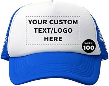 100 Fly Ball Structured Mesh Caps Set - Customizable Text, Logo - Casual, Sporty, Adjustable, Breathable, Comfortable - Blue