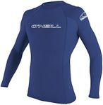 O'NEILL Wetsuits Men's Basic Skins 50+ L/S Rash Guard, Pacific, M