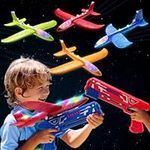 Toysery High-Flyer Toy Airplane Launcher for Kids 8 12. Foam Airplane Launcher Toy, 4 Pack with LED Lights and Powerful Long-Range Launching- Christmas Air Plane Toys for Boys and Girls