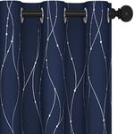 Deconovo Short Blackout Curtains for Windows, 54 Inch Length, Set of 2 - Energy Efficient Curtains, Light Blocking Window Panels, Curtains for Dining Room (42 x 54 Inch, Navy Blue, 2 Panels)