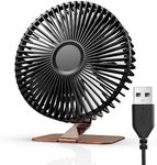 SLENPET 6 inch USB Desk Fan, 4 Speeds, Ultra-quiet, 90° Adjustment for Better Cooling, Portable Mini Powerful Desktop Table Fan, Small Personal Fan for Home Office, No Battery, Bronze