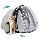 LAIRIES Dual Expandable Cat Backpack Carrier Front & Back Extension Pet Backpack Carrier, Fit up to 20 lbs, Bubble Capsule Dog Backpack Travel, Hiking & Outdoor Backpack (CL-BLK, Dual Extension)