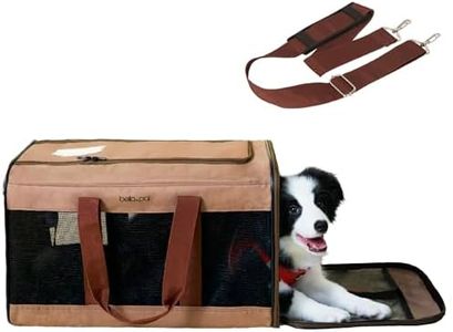 BELLA & PAL Large Dog Carrier Cat Carriers, Pet Carrier for Small Medium Dogs Cats Under 22Lbs, Collapsible Soft Sided Travel Carrier (Brown, 19.7" L×12.2" W×12.2" H)