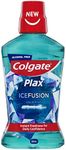 Colgate Plax Ice Fusion Antibacterial Mouthwash, 500mL, Cold Mint, Alcohol Free, Bad Breath Control