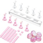 Makartt Acrylic Nail Holder Set for Press on Nails Magnetic Nail Display Stand for Practices Manicure Tools with 48PCS Reusable Adhesive Putty for Nail Salons