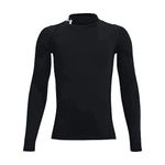 Under Armour Boy's Heatgear Armour Mock Long Sleeve T Shirt, Black 001, YXL