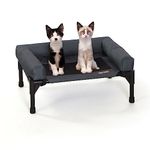 K&H Pet Products Bolster Dog Cot Cooling Indoor/Outdoor Elevated Dog Bed Hammock with Removable Bolsters, Washable Mesh Cover, Raised Camping Dog Bed for Small Dogs or Cats - Charcoal Small 17" X 22"