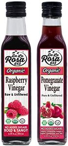 De La Rosa Organic Raspberry & Pomegranate Vinegar, Raw & Unfiltered, Vegan, Gluten Free & Kosher, Great for Organic Salad Dressing and Marinades, 100% Pure Vinegars 8.45 Oz (Pack of 2)