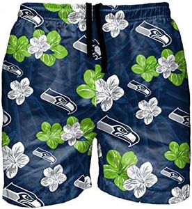 FOCO Hibiscus Slim Fit 5.5" Swim Suit Swimming Trunks Seattle Seahawks NFL-Costume da Bagno da Uomo, vestibilità Aderente, 14 cm, Taglia L, Colore della Squadra