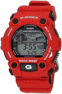 CASIO Men's G-Shock Tide/Moon Worldtime Digital Watch, Clear Dial, Red Band