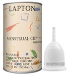 Lapton White Color Reusable Silicone Fabric Medium Size Menstrual Cup Pack of 1 (White_Medium_15 ML)(box-01-M_White_P1)