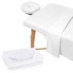 3 Piece Microfiber Massage Table Sheet Set, Flat Massage Table Cover, Includes Massage Table Covers, Fitted Sheets, Face Cradle Covers, for Beauty Salon Spa (White)