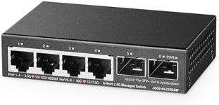 Binardat 4 Port 2.5G Web Managed Switch with 2x10G SFP, Ultra-Mini Size, Support Trunk/LACP/VLAN/QOS, Metal Multi-Gigabit Desktop/Wallmount Network Switch