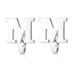 HONEY BEAR Initial Alphabet Letter Cufflinks for Men's Shirt Accessories,Stainless Steel Silver (One Pair M)