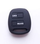 Silicone Car key Cover 2 Button Compatible With TOYOTA RAV 4 CELICA YARIS MR2 HIACE ECHO LAND CRUISER Remote Fob Case 5 (Black)