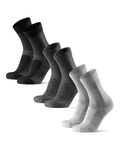 DANISH ENDURANCE Walking Socks Merino Wool, Hiking Socks, for Men & Women, Unisex, 3 Pack, Multicolor (1x Light Grey, 1x Dark Grey, 1x Black), 6-8